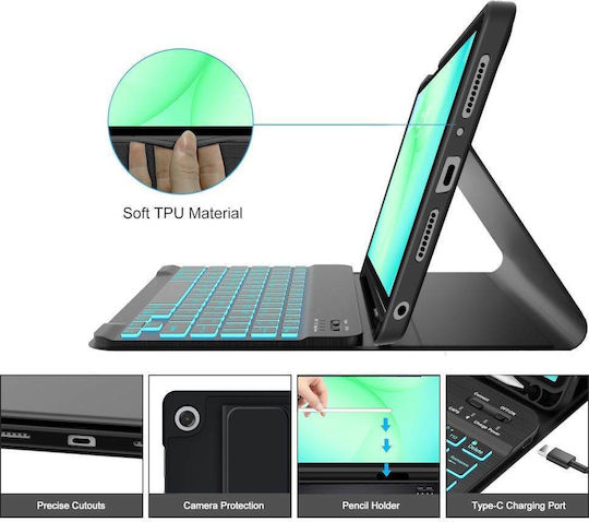 Tech-Protect SC Pen + Tastatur Galaxy Tab A9+ A11+ Plus 11.0 X210 X215 X216 X230 X235 X236 Schwarze