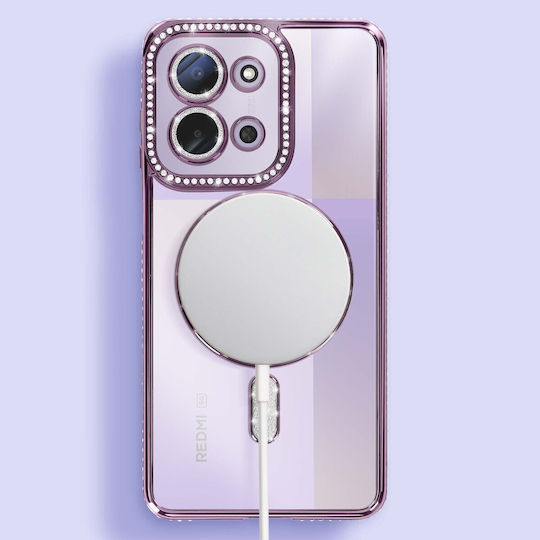 Avizar Калъф Redmi 15c Съвместим С Magsafe С Рамка От Камъчета Лилав