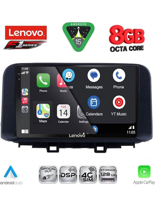 Lenovo Car Audio System for Hyundai Kona 2017-2023 Bluetooth USB Wi-Fi GPS Apple CarPlay Android Auto with 10 Inch Touch Screen LENOVO SSR 10237 CPA