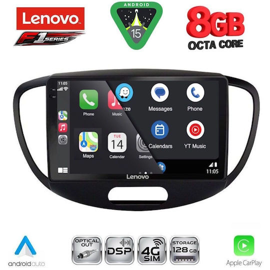 Lenovo Ηχοσύστημα Αυτοκινήτου για Hyundai i10 2008-2013 (Bluetooth/USB/WiFi/GPS/Apple-Carplay/Android-Auto) με Οθόνη Αφής 9"