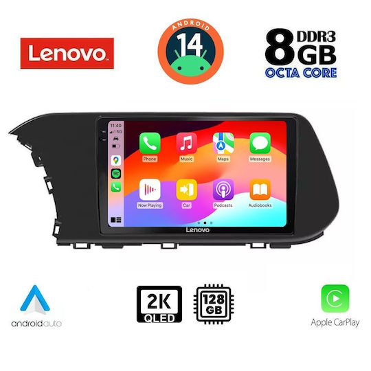 Lenovo Car Audio System for Hyundai i20 / Bayon 2021 with Clima (Bluetooth/USB/WiFi/GPS/Apple-Carplay/Android-Auto) with Touch Screen 10"