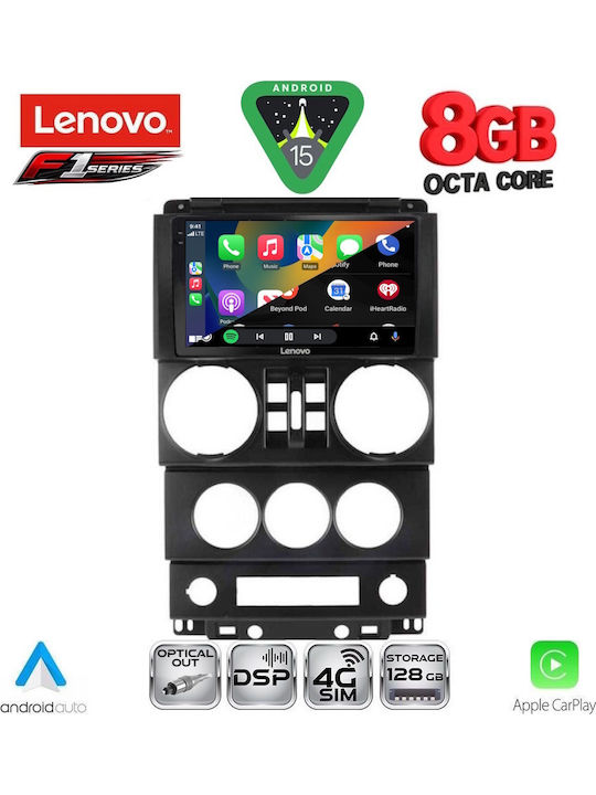 Lenovo Car Audio System for Jeep Wrangler 2006-2011 (Bluetooth/USB/WiFi/GPS/Apple-Carplay/Android-Auto) with Touch Screen 9"