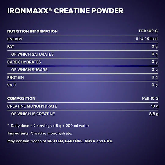 IronMaxx Creatine Powder Μονοϋδρική Κρεατίνη Unflavoured 750gr