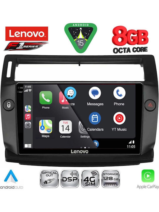 Lenovo Car Audio System for Citroen C4 2004-2011 (Bluetooth/USB/WiFi/GPS/Apple-Carplay/Android-Auto) with Touch Screen 9"