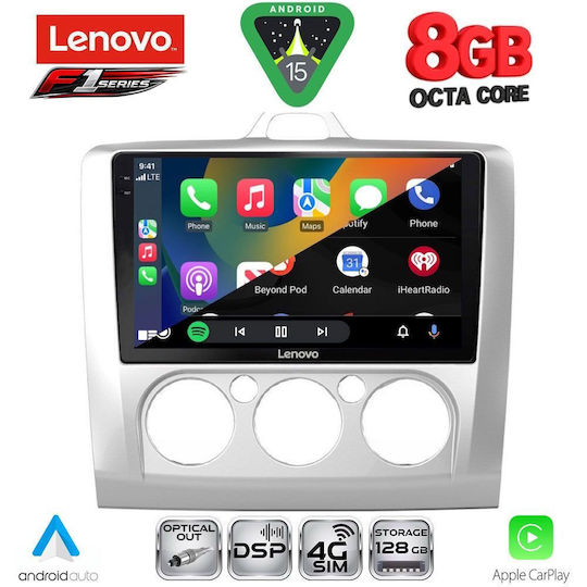 Lenovo Ηχοσύστημα Αυτοκινήτου για Ford Focus 2005-2012 με A/C (Bluetooth/USB/WiFi/GPS/Apple-Carplay/Android-Auto) με Οθόνη Αφής 9"