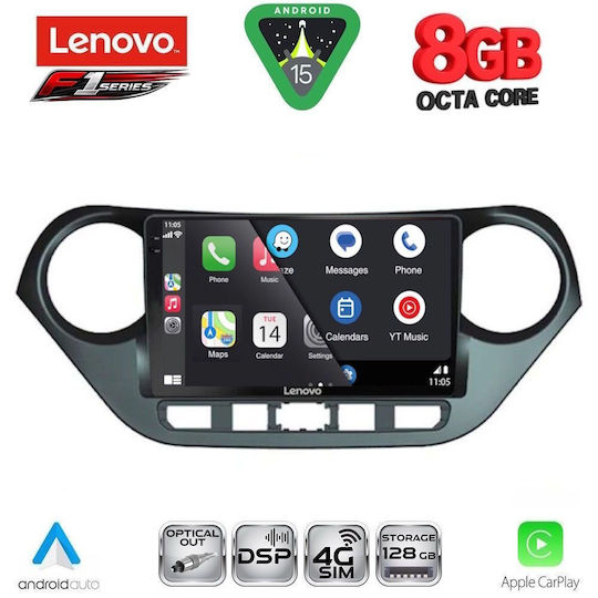 Lenovo Ηχοσύστημα Αυτοκινήτου για Hyundai i10 2014-2020 (Bluetooth/USB/WiFi/GPS/Apple-Carplay/Android-Auto) με Οθόνη Αφής 9"