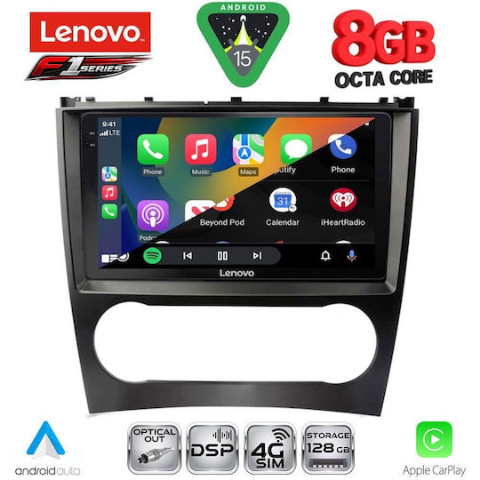 Lenovo Ηχοσύστημα Αυτοκινήτου για Mercedes-Benz CLK Class 2004-2008 (Bluetooth/USB/WiFi/GPS/Apple-Carplay/Android-Auto) με Οθόνη Αφής 9"