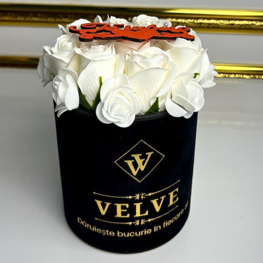 Special Valentine Package 25 Cm Teddy Bear Arrangement 9 Soap Roses Brooch Cosmetics Set In A Gift Box