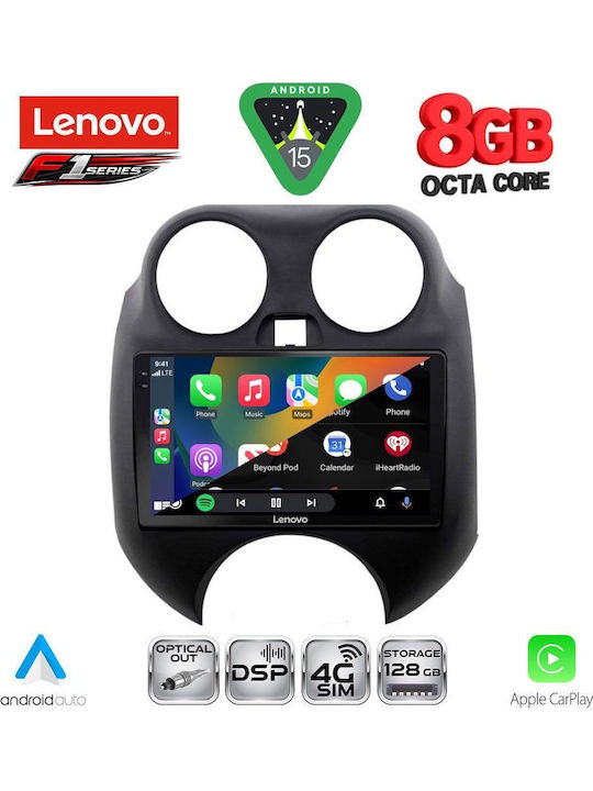 Lenovo Car Audio System for Nissan Micra 2010-2014 (Bluetooth/USB/WiFi/GPS/Apple-Carplay/Android-Auto) with Touch Screen 9"