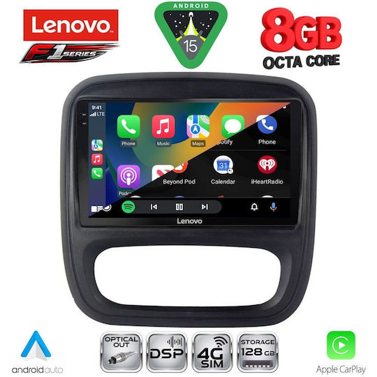 Lenovo Ηχοσύστημα Αυτοκινήτου για Opel Vivaro Renault Trafic Nissan NV300 2014-2019 (Bluetooth/USB/WiFi/GPS/Apple-Carplay/Android-Auto) με Οθόνη Αφής 9"