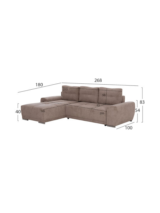 Comfyra Ecke Sofa Sofa mit Linke Ecke & Stauraum Beige 268x180x83cm