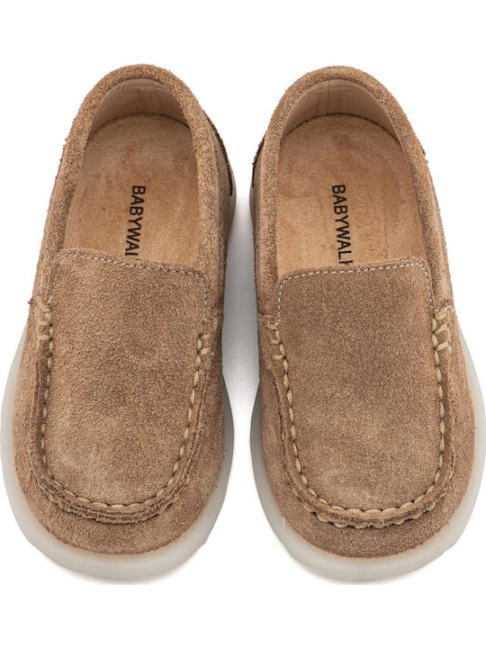 Babywalker Brown Baptism Leather Moccasins