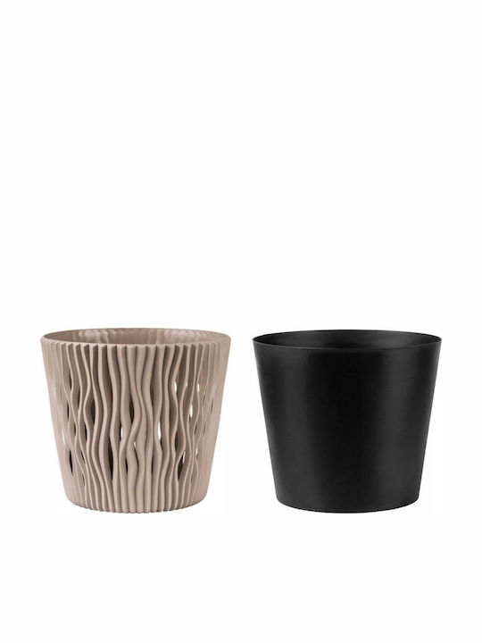 Prosperplast Flower Κασπώ Πλαστικό Καφέ 26.2x26.2εκ. 2τμχ