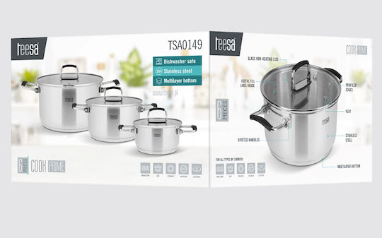 Teesa Cook Prime Σετ Κατσαρόλες από Ανοξείδωτο Ατσάλι 3τμχ