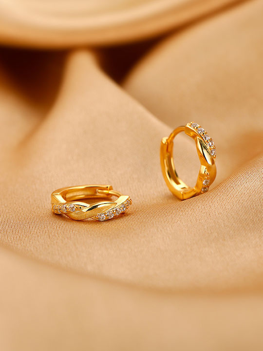 Single Earring Hoop made of Silver Gold Plated with Stones