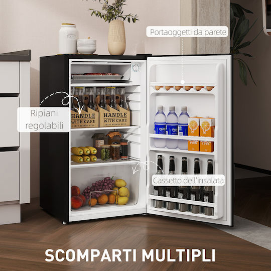 HomCom Single Door Refrigerator 91lt H83xW47xD44cm Black 800-129V90BK