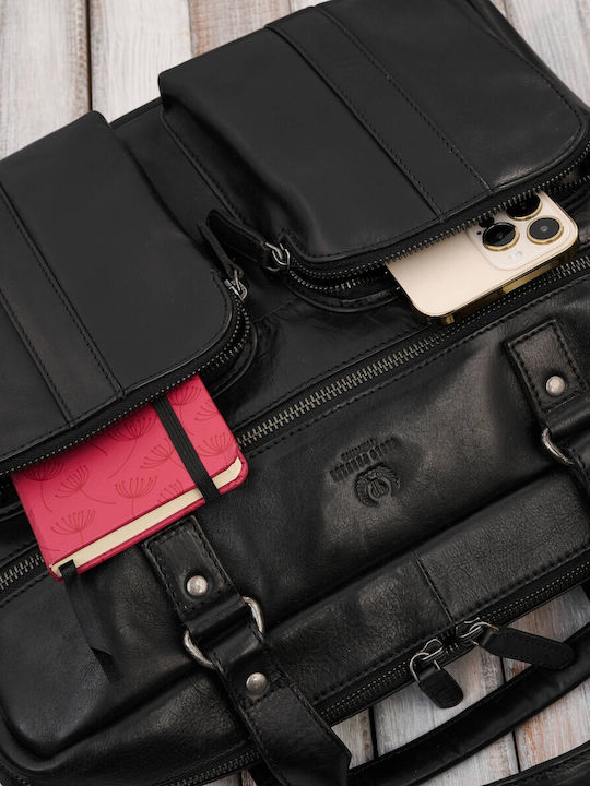 Leather Men's Bag Messenger Black