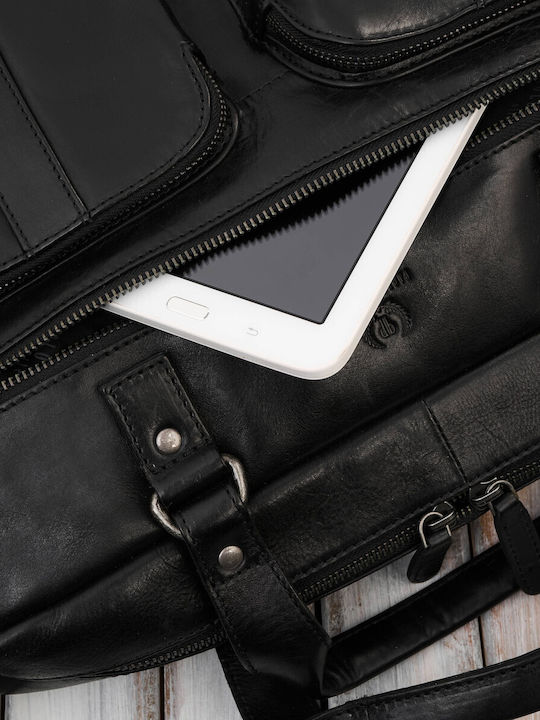 Leather Men's Bag Messenger Black