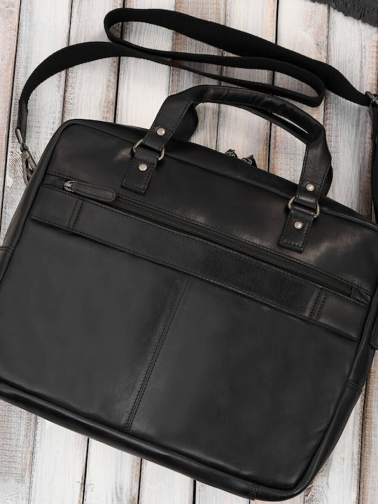 Leather Men's Bag Messenger Black
