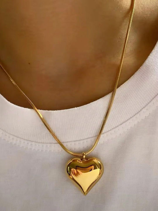 Awear Necklace with design Heart from Gold Plated Steel