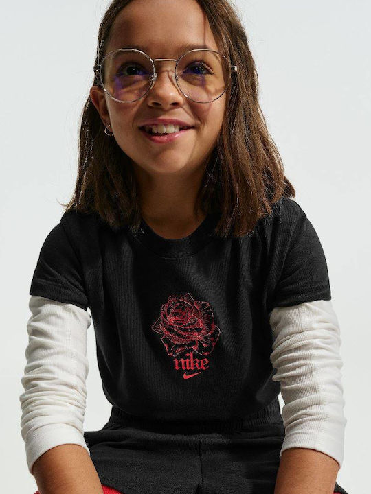 Kids' Crop Top Long Sleeve Black