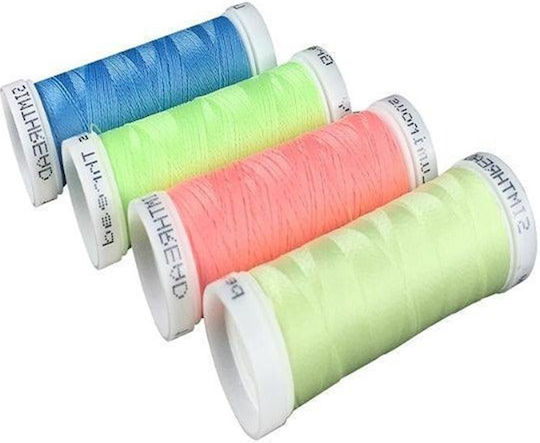 Embroidery Thread Set 5 Spools 137 M Fluorescent Colors