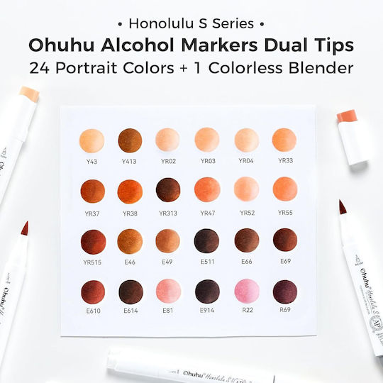 Ohuhu Honolulu S Markere Roșii Subțiri Cu Vârf Dublu Set 24 Buc