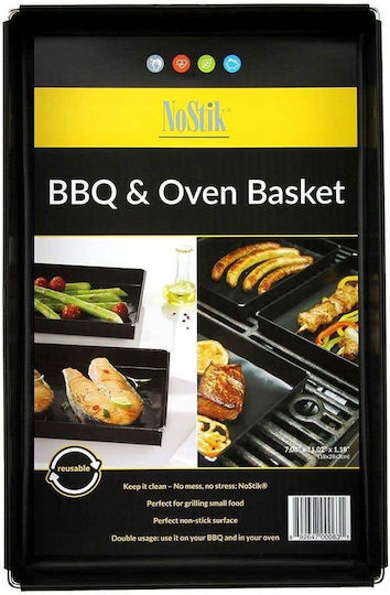 NoStik Αντικολλητικό Ταψί για Ψήσιμο σε Σχάρα BBQ & Φούρνο πολλαπλών χρήσεων 18x28x3cm μαύρο