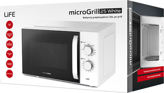 Life Microgrill 25 Cuptor cu microunde cu Grill 25lt Alb