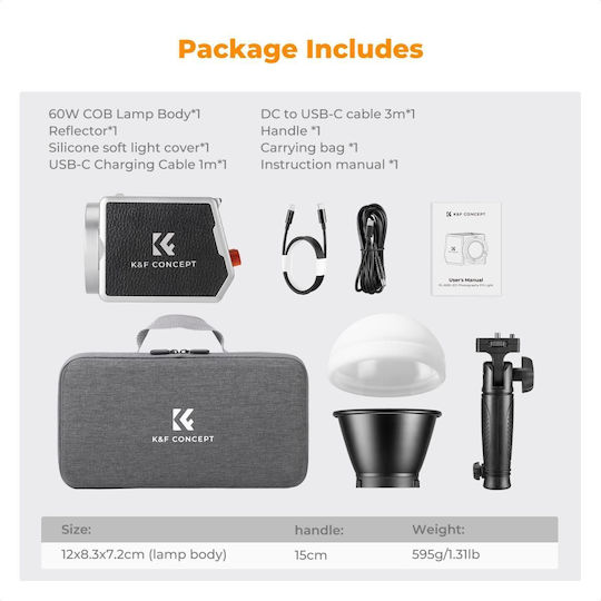 K&F Concept LED Light 60W with Brightness 15900 Lux