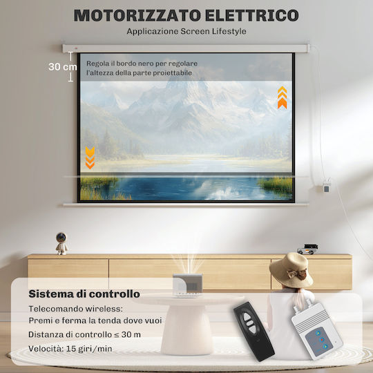 HomCom Οθόνη Προβολής Projector για Τοίχο/Οροφή με Λόγο Εικόνας 16:9 212x150cm / 84"