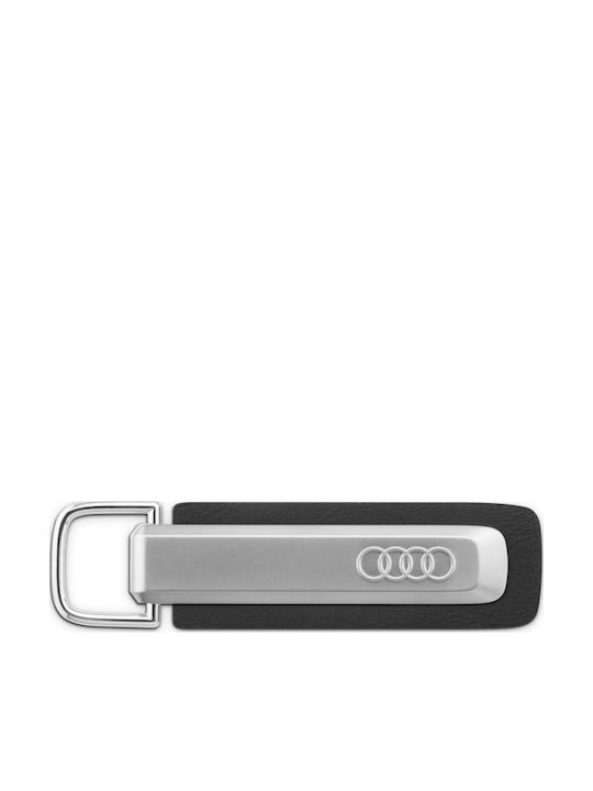 Original Audi Keychain Logo Metal Leather Cord Silver 3182500100