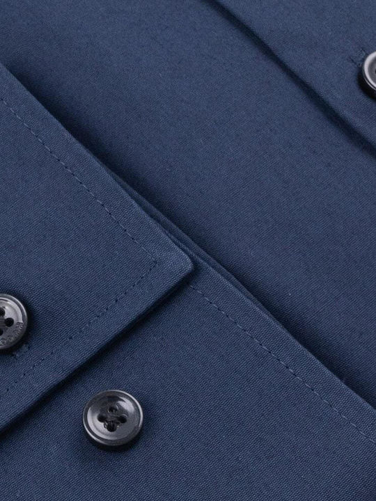 Kenno Long-sleeved Cotton Shirt Navy Blue