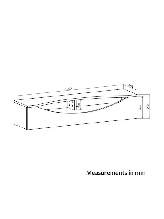 TV Stand Gieza Black 120x29.6x23.8cm