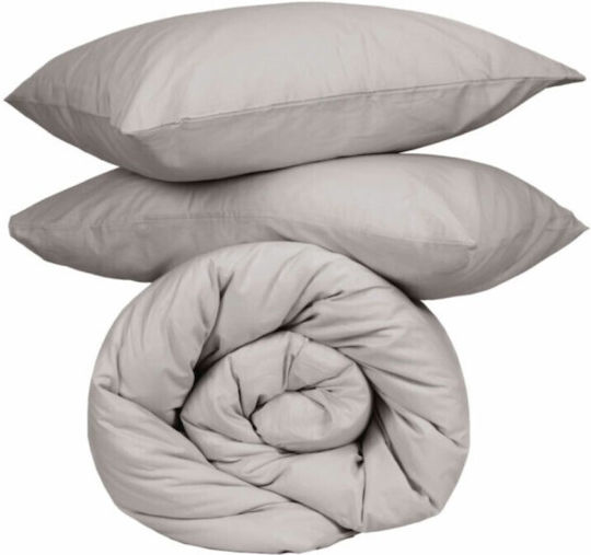 Sunshine Cotton Feelings 151 Σετ Σεντόνια Διπλά με Λάστιχο 150x205+30εκ. 106 Light Grey (4τμχ)