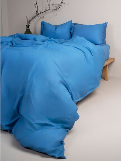Sunshine Cotton Feelings 151 Σετ Σεντόνια Διπλά με Λάστιχο 150x205+30εκ. 104 Blue (4τμχ)