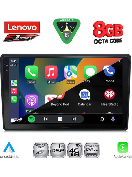 Lenovo Автомобилна Аудио Система (Блутут/USB/WiFi/GPS/Apple-Carplay/Android-Auto) с Тъчскрийн 9"