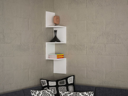 Corner Wall Shelf White 25x25x105cm