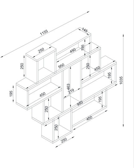 Wall Shelf Smart Display Cream 115.5x14.5x103.5cm