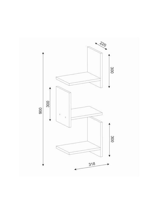 Shelf Wall White 32x22x90cm