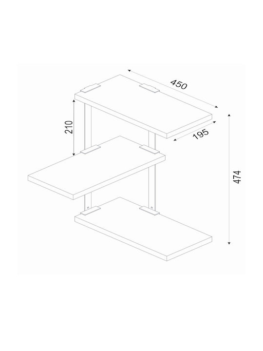 Ъглова Поставка Стенен Кафяв 45x20x47см.