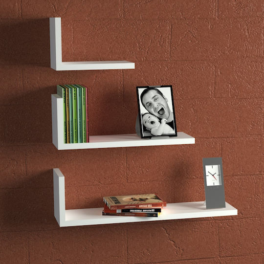Atlas Wall Shelves White 3 Pieces 60x14.5x16.3 cm