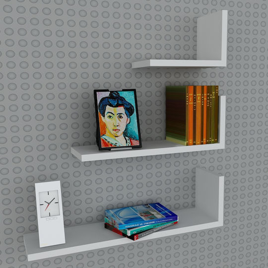Atlas Wall Shelves White 3 Pieces 60x14.5x16.3 cm