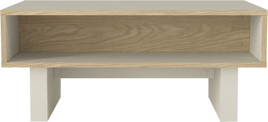 Rectangular Central Coffee Table Selinos Wooden Sandstone M90xW60xH39.6cm