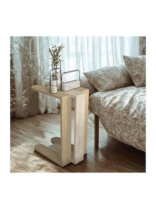 Masă Laterală Rectangulară Din Lemn Travertine Lățime 30xLungime 45xÎnălțime 58.6 cm