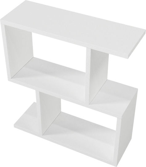 Masă Laterală Rectangulară Din Lemn Cu Roți Albă L50xL18xÎ55cm