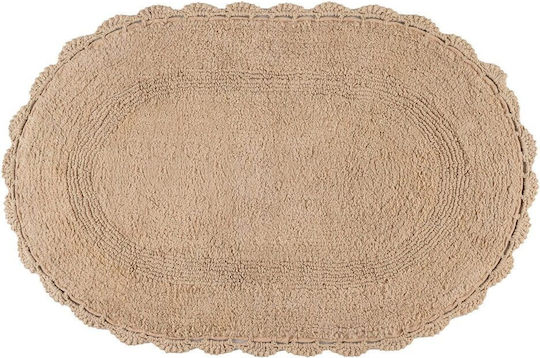 Beauty Home Non-Slip Bath Mat Cotton Oval 3281 Gray 50x80 cm