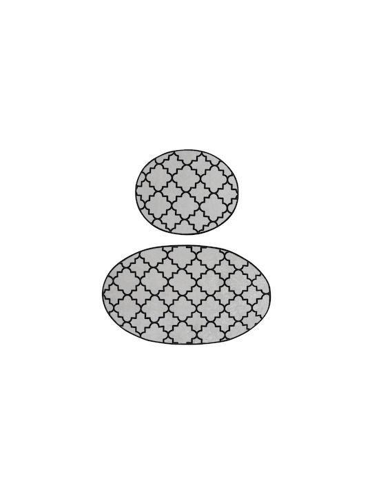 L'Εssentiel Maison Set Covorașe de Baie Oval White-black 2buc