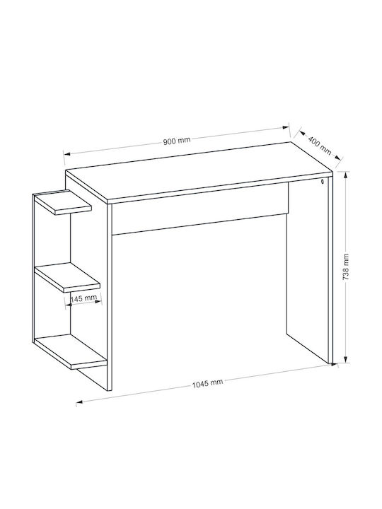 Birou Pure Whitespace Din Lemn Alb 104.5x40x73.8cm