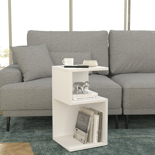 Bedside Table Kaylee Wooden White 30x30x55cm